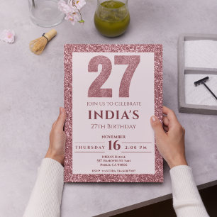 Invitation or rose 27e anniversaire