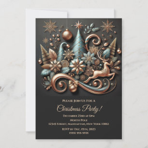 Invitation Or Rose de Noël moderne