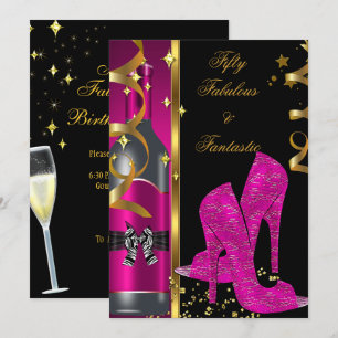 Invitation Or Rose Doré 50 & Fabuleux Fantastique Anniversair