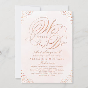 Invitation or rose élégant calligraphie classique NOUS TOUJOU