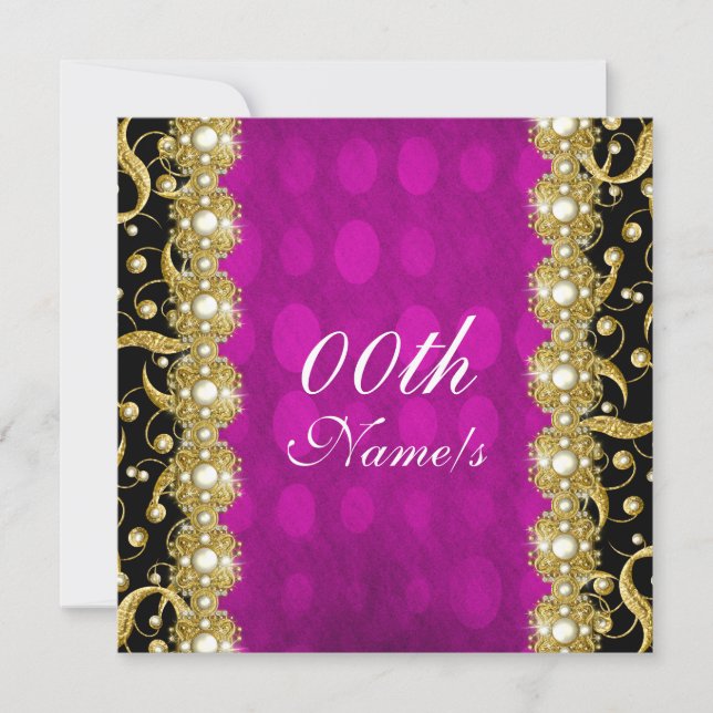 Invitation Or rose pour mariage fiançailles anniversaire (Devant)