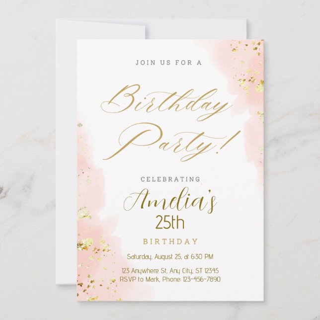 Invitation Or rose tendance (Devant)