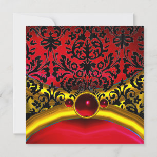 INVITATION OR ROUGE NOIR DAMASK RUBY GEM PIERRE MONOGRAM
