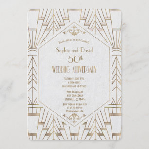 Invitation Or Royal Blanc Grande Gatsby Mariage Anniversaire