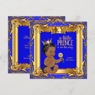 Invitation Or Royal Bleu Prince Fête de Naissance Ethnique