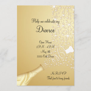 Invitation Or sautant l'invitation de divorce de Champagne