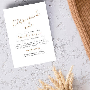 Invitation Or simple   Célébration de Vida Espagne funéraille