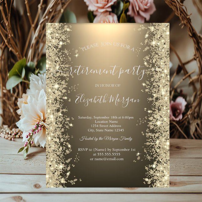 Invitation Or Sparkle Diamonds brillant Gold Retraite (Créateur téléchargé)