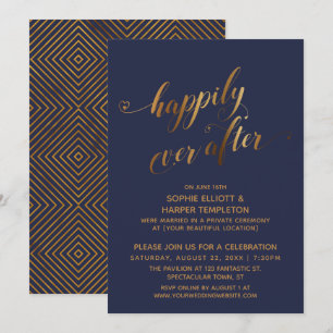 Invitation Or sur Marine Pour Toujours Après-Mariage