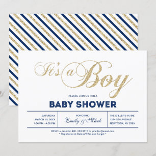 Invitation Or   Typographie Moderne C'est un Garçon Baby Show