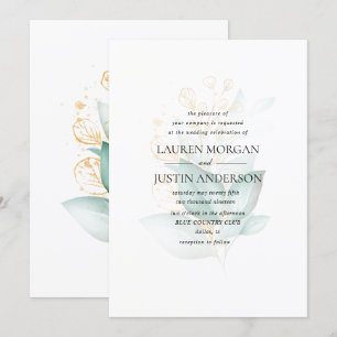 Invitation or vert poussiéreux mariage de verdure eucalyptus