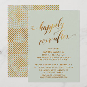 Invitation Or & Vert Sauge Heureux Pour Toujours Après-Mariag