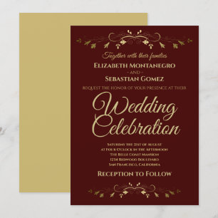 Invitation Or Vintage fleurir sur Auburn Simple Mariage