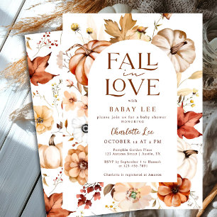 Invitation Orang rouille chute en amour Floral Citrouille Bab