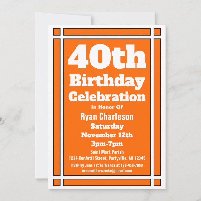 Invitation Orange 40e anniversaire (Devant)