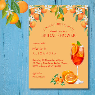 Invitation Orange Aperol Love au First Spritz Fête des mariée