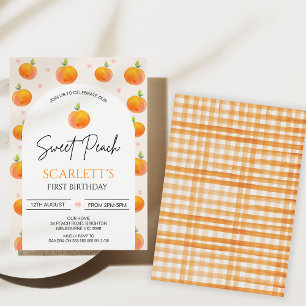 Invitation Orange Arc Moderne Notre Poupée Douce 1er Annivers