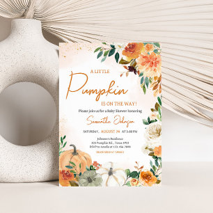 Invitation Orange Automne Automne Citrouille Floral Baby show