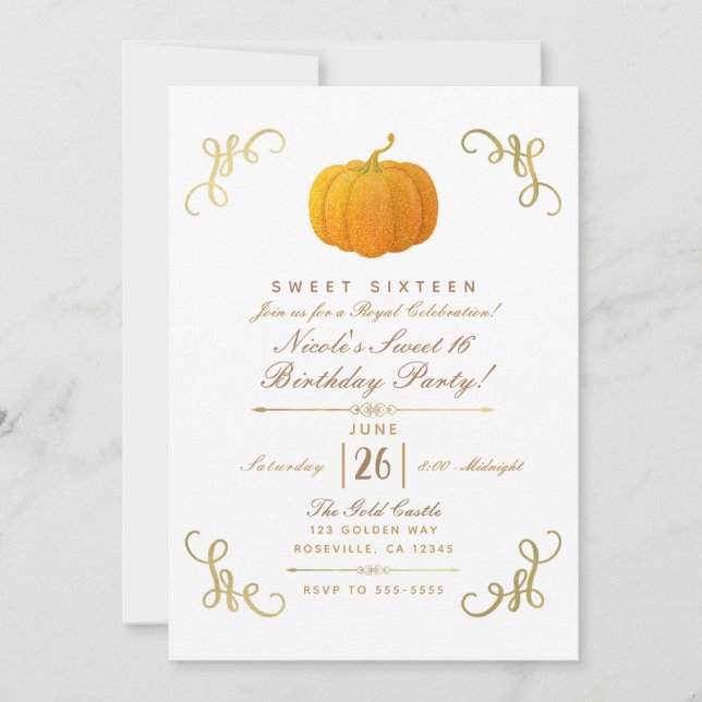 Invitation Orange Automne Parties scintillant Automne Citroui (Devant)