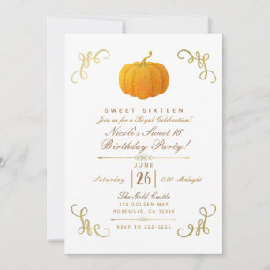 Invitation Orange Automne Parties scintillant Automne Citroui