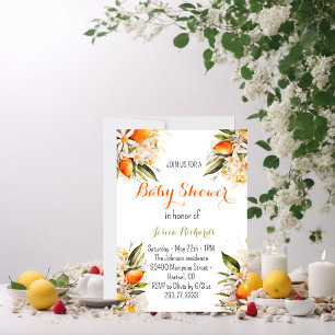 Invitation Orange Baby shower Sexe Citrus Neutre