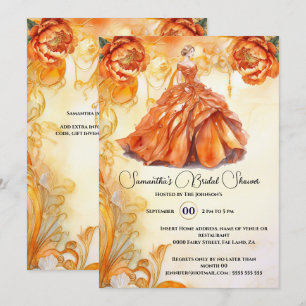 Invitation Orange ballgogne peony fleurs mariée pour être