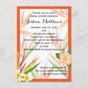 Invitation Orange Bird of Paradise Fête de l'mariée Mariage