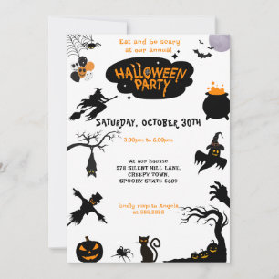 Invitation Orange Black Halloween
