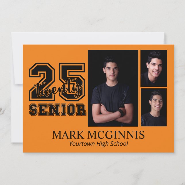 Invitation Orange Black High School Class 2025 Graduation (Devant)