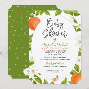 Invitation Orange Blossoms Genre Neutre Baby shower Citrus