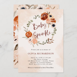 Invitation Orange Boho   Aquarelle Blush Baby Sprinkel