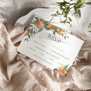 Invitation Orange Botanique Agrumes Mariage moderne RSVP