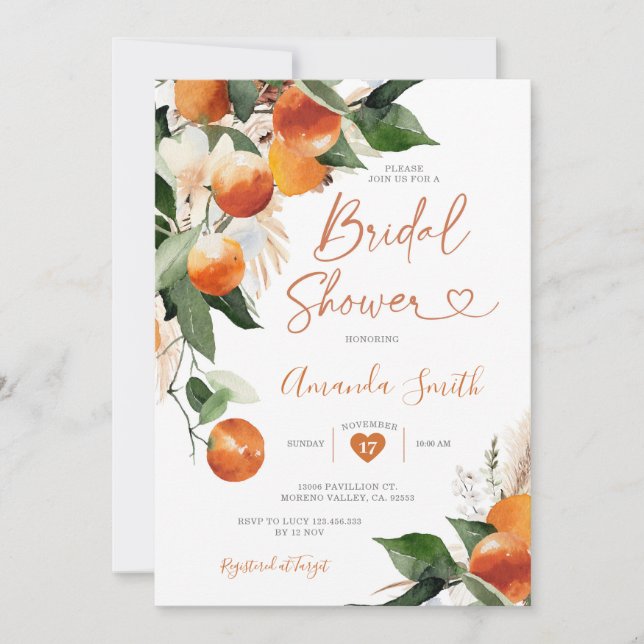 Invitation Orange Bridal shower Elle A Trouvé Son Pince Princ (Devant)