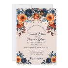 Orange brûlé rustique et Mariage floral bleu