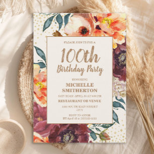 Invitation Orange Burgundy Fall Floral Gold Parties scintilla