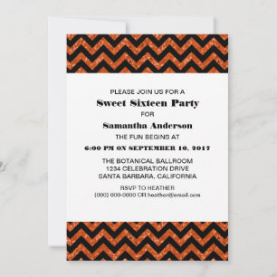 Invitation Orange Chevron Parties scintillant Sweet 16 Invita