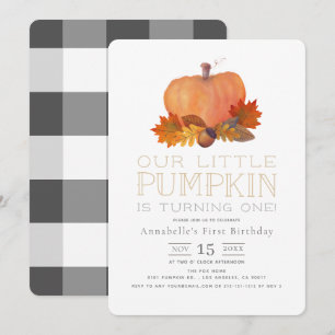 Invitation Orange Citrouille Automne quitte 1er anniversaire