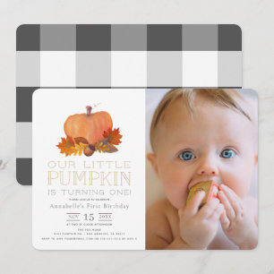Invitation Orange Citrouille Fall quitte 1er Anniversaire Pho