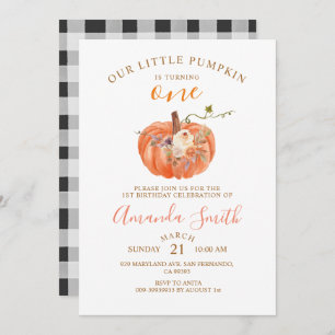 Invitation Orange Citrouille Tourne Un Anniversaire Floral In