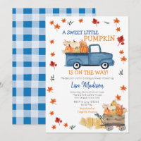 Orange Citrouille Truck Baby shower fille Invitati