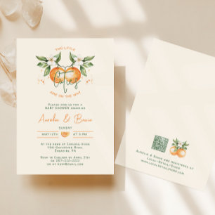 Invitation Orange Citrus Deux Petits Cuties Twin Baby shower