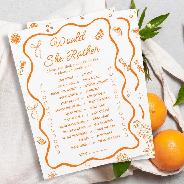 Invitation Orange Citrus Fête des mariées préférerait-elle ca (Créateur téléchargé)