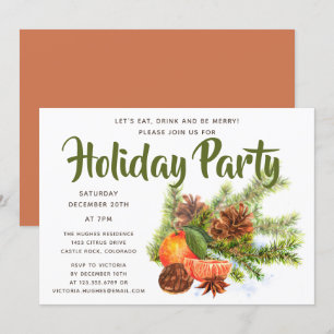 Invitation Orange Citrus Fête Noël