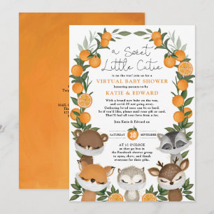 Invitation Orange Citrus Forest Animaux Baby shower virtuel