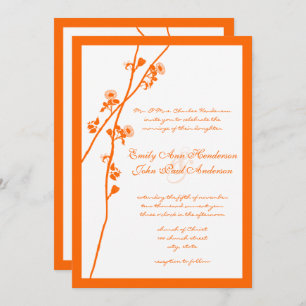 Invitation Orange Coral Fleur sauvage Branche Mariage Invite