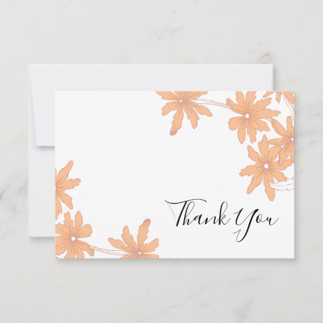 Invitation Orange Daisers on White Flat Merci Notes (Devant)