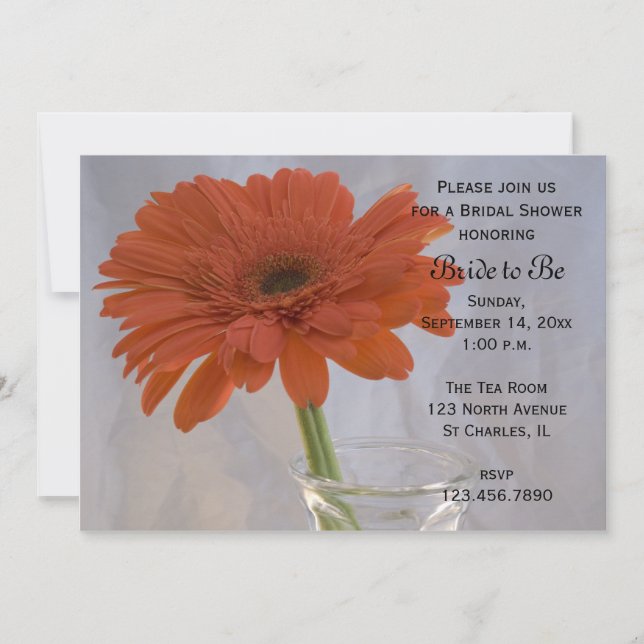 Invitation Orange Daisy dans la Fête des mariées Vase (Devant)