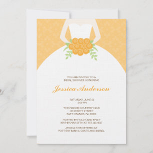 Invitation Orange Damask et Fête des mariées de mariée