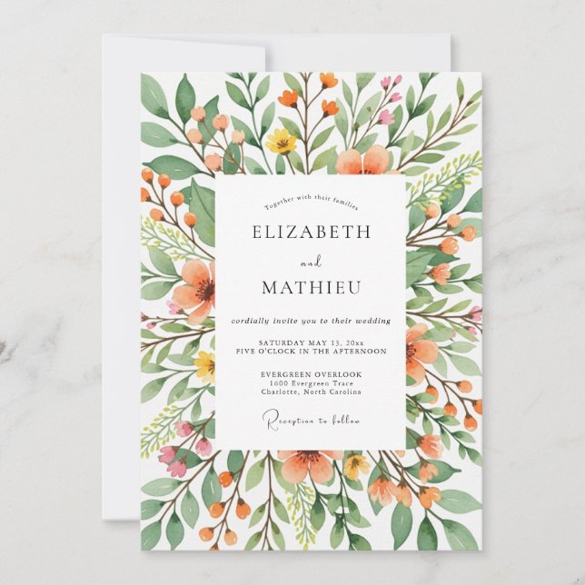 Invitation Orange Dazzling Spring Wedding (Devant)