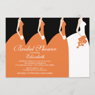 Invitation orange de Fête de la mariée de